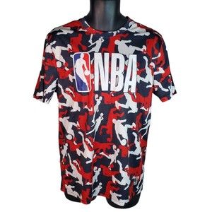 NBA Men's Shirt Size Medium Red White Blue Basketball Players Short Sleeve
